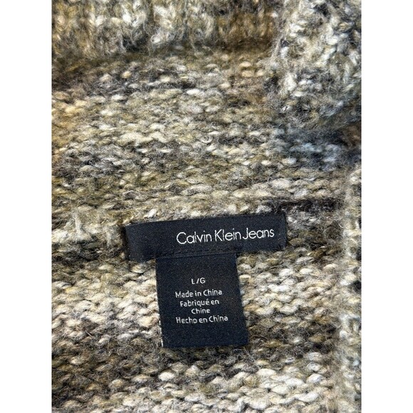 Calvin Klein Hooded Knit Cardigan WMNS M Multicolor Grunge Goblincore Cozy Green - Picture 4 of 9